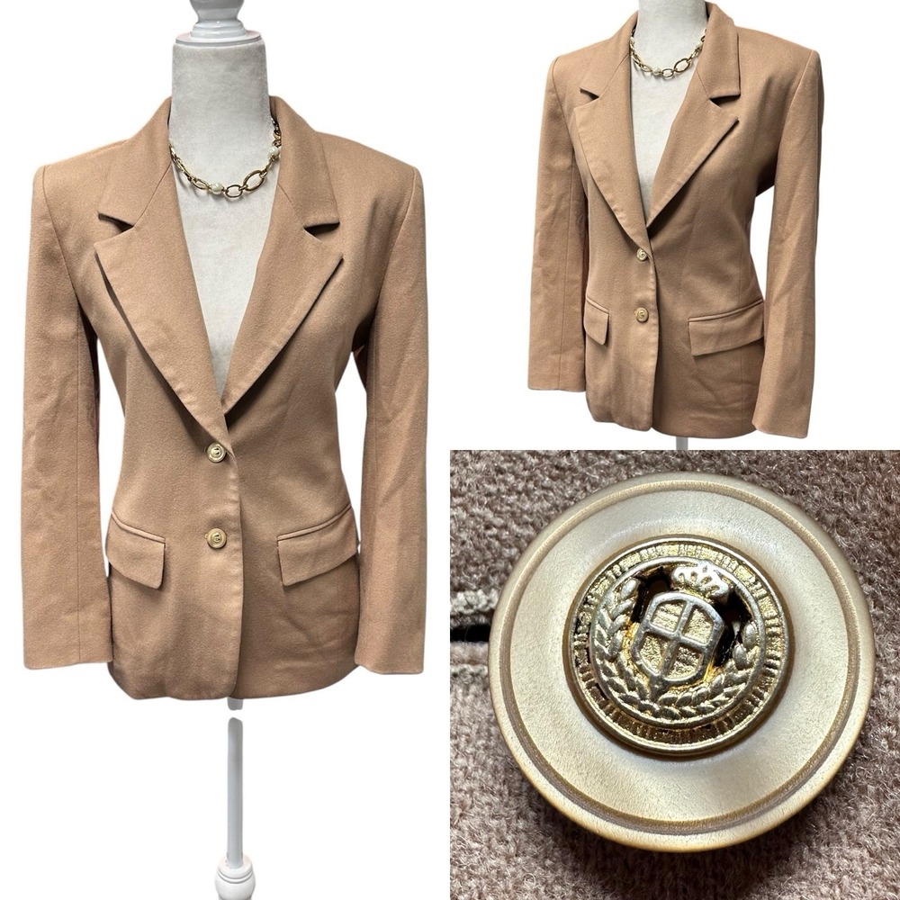 Vintage Pendleton Women's Blazer Camel Brown 100% Virgin Wool Size‎ 6 Petite USA